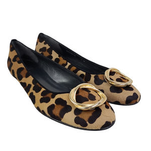 Stuart Weitzman "Oh My" Leopard Print Calf Hair Flats Size 9M